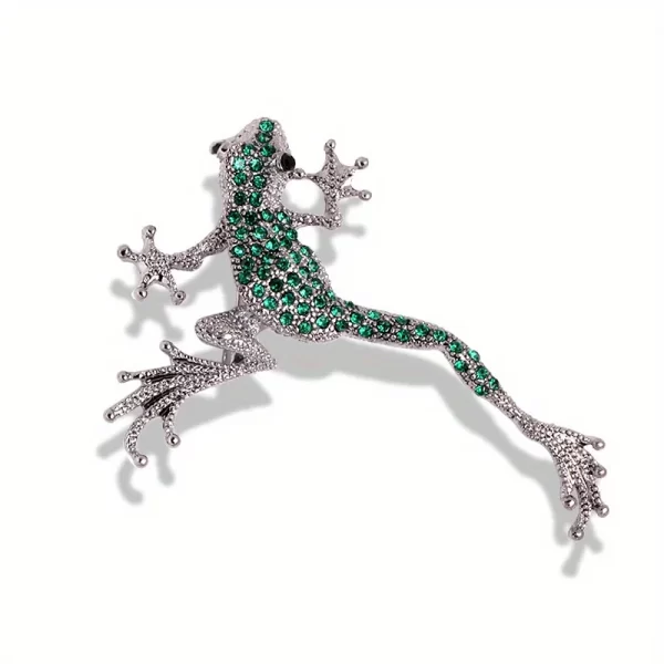 Retro Personality Trend Men's and Women's Frog Pin Accessories Rock Gothic Corsage Rhinestones Gecko Lizard Brooch - Image 2