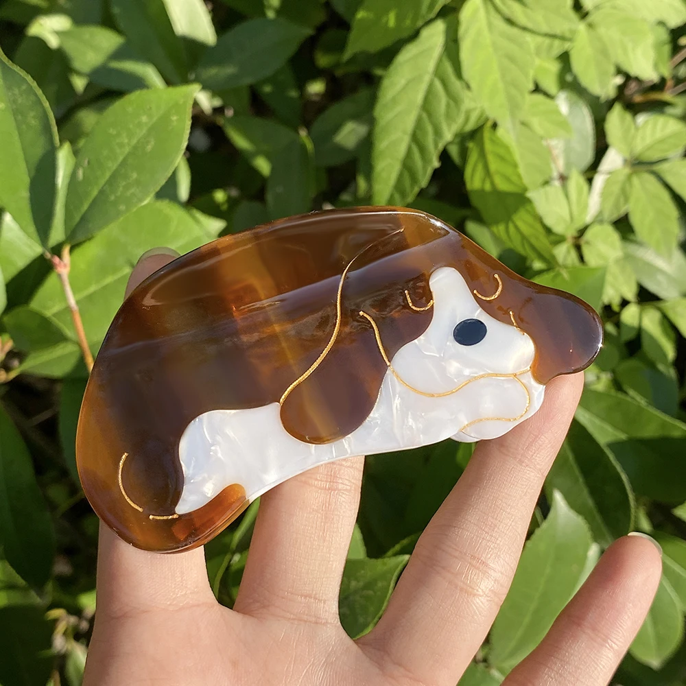 Retro Acetate Cartoon Dog Animal Hair Claw Clip For Women Temperament Geometric Ponytail Hair Accessories For Thick Tool - Image 2