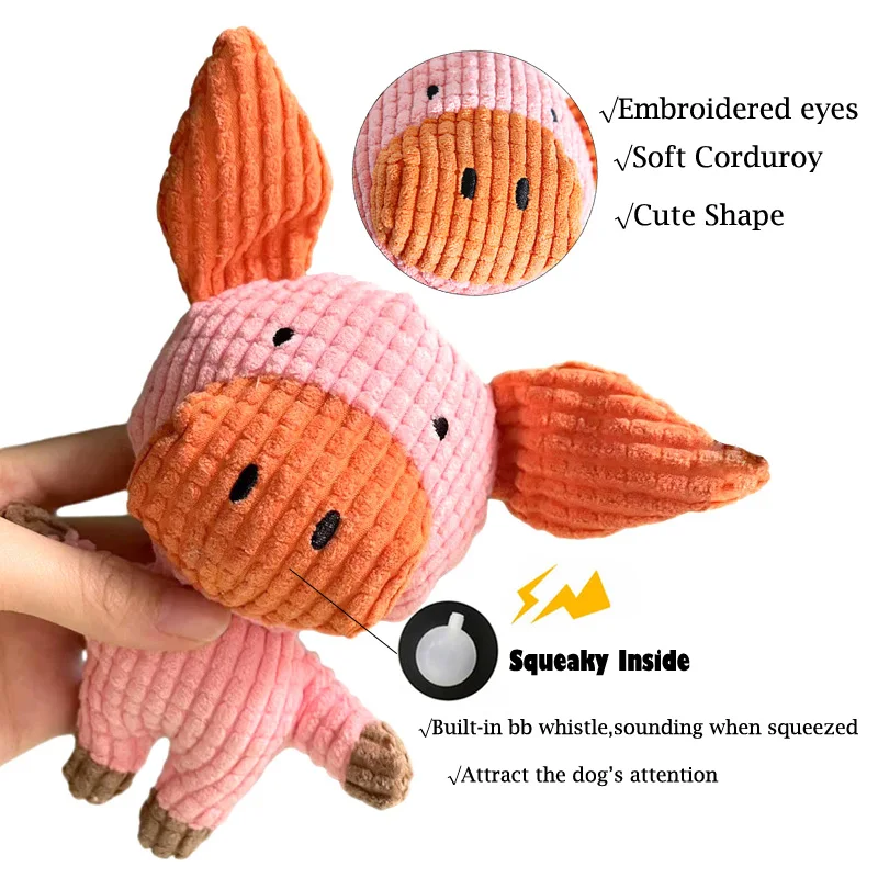 Plush Dog Toy for Small Medium Pets Funny Interactive Squeaky Toys Cow/Pig Shape Stuffed Dog Chew Toy Supplies - Image 3