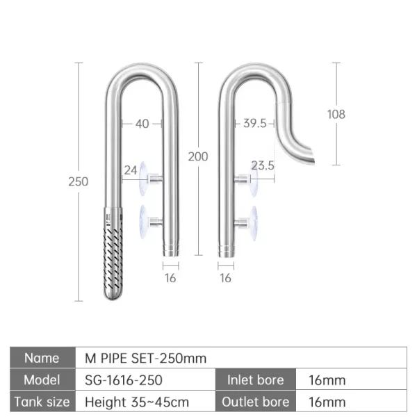 Week Aqua Fish Tank 304 Stainless Steel Filter Tube With Surface Skimmer For Inflow And Outflow Of Lily Tubes Aquarium - Image 14