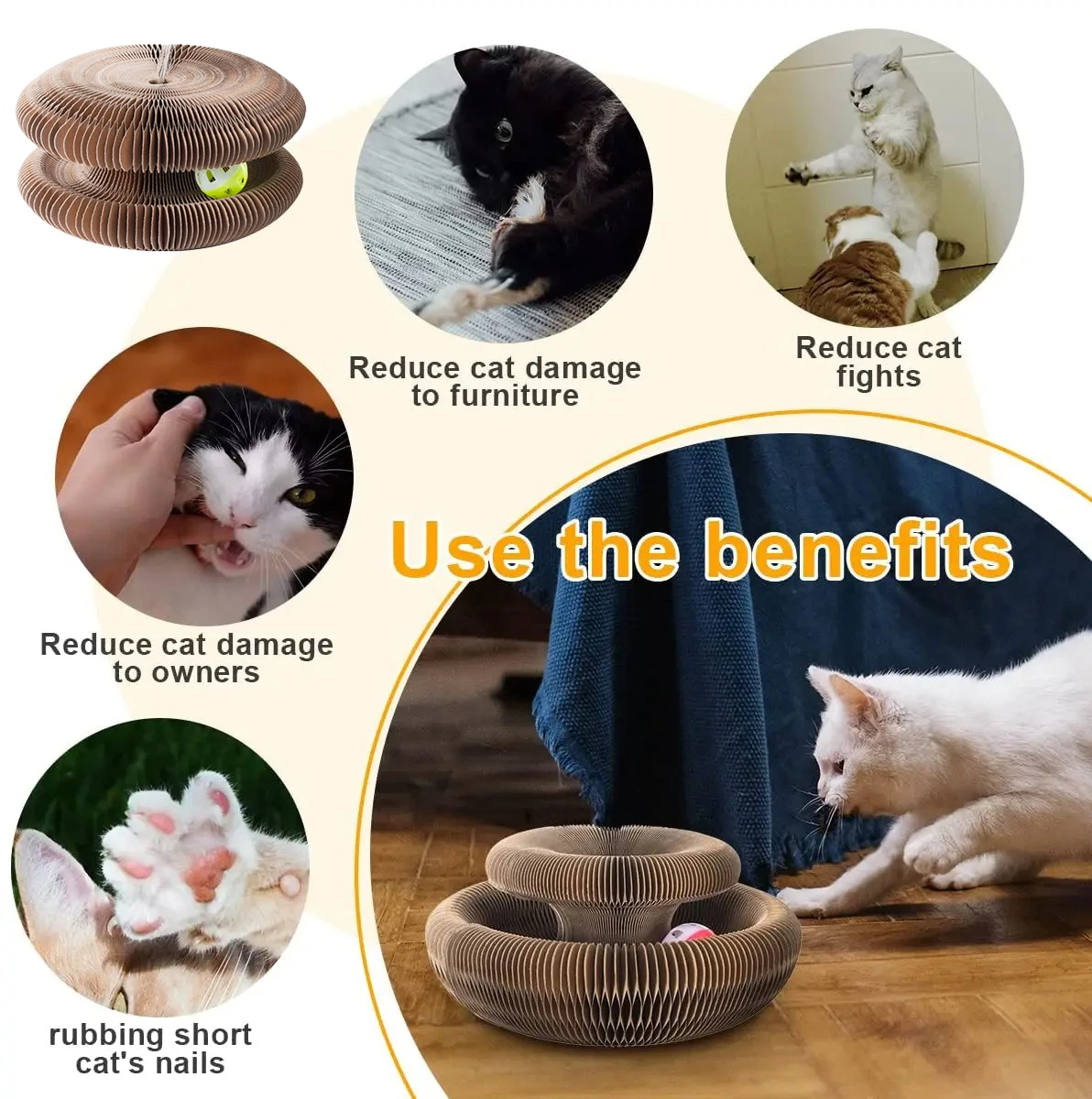 Magic Organ Cat Toy Interactive Cats Scratcher Board Round Corrugated Paper Multiple Shapes Kitten Grinding Claw Cat Accessories - Image 9