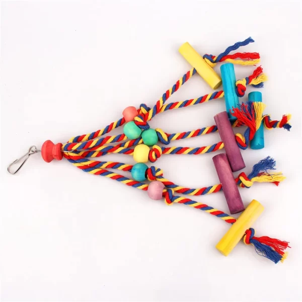 Random Colors Bird Accessories Wood Chewing Toy Birds  Rope Parrot Toys Cage Resistant Small Large Bird Toy Parrots Training - Image 5