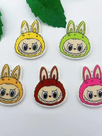 10pcs Acrylic Cartoon Cute Rabbit Pendant Charm DIY Earrings Accessories Bracelet Floating Jewelry ccessories Random mix