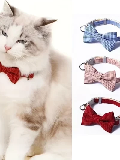 Cute Cat Collar with Bow Tie Adjustable Design Pet Dogs Cats Puppy Necklace Pet Collars  collar para gato
