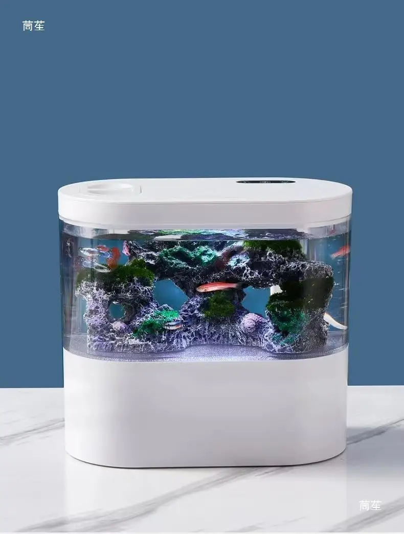 Desktop Creative Mini Aquarium Fish Tank with Biochemical Filtration System and LED Light Betta Fish Ecological Water Cycle - Image 4