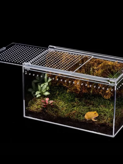 Reptile Terrarium Fish Tank Tarantula Enclosure Ventilation Reptile Habitat Container for Frog Snakes Terrapin Lizards Crayfish