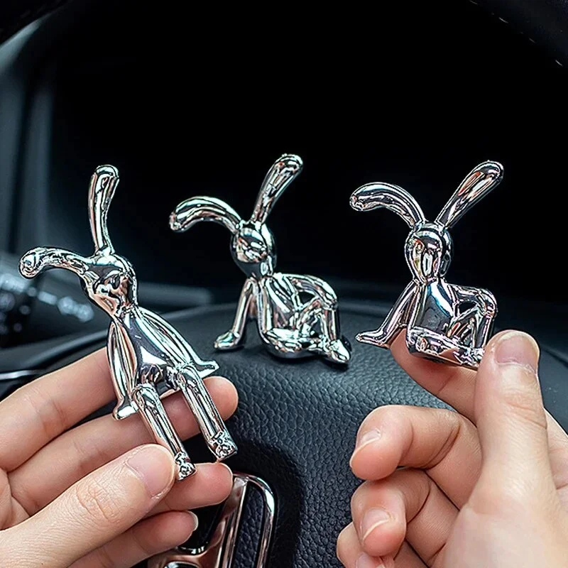 2PC Long-Eared Rabbit Ornaments Sticky Statue Cartoon Accessories Living Room Bedroom Car Decoration Desktop Decorative - Image 6