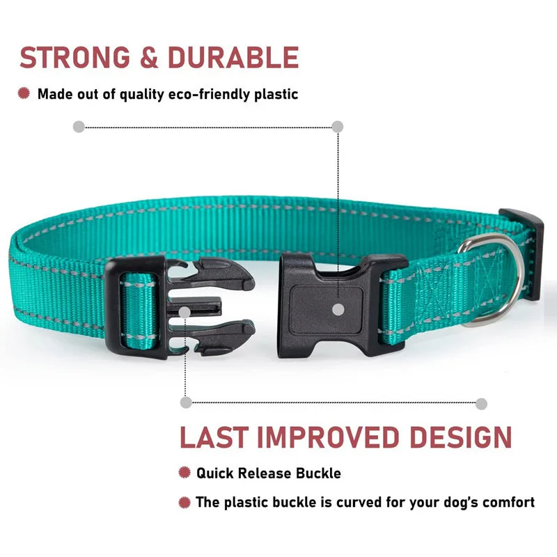 Reflective Dog Collar Strap With Adjustable Safety Nylon Pet Collar Pet Traction Rope Suitable For Small And Medium-Sized Pets - Image 6
