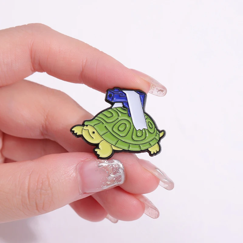 The Turtle With Gun Enamel Pins Funny Turtle Animal Cartoon Brooches Lapel Badges Clothes Collar Backpack Pin Accessories Gift - Image 14