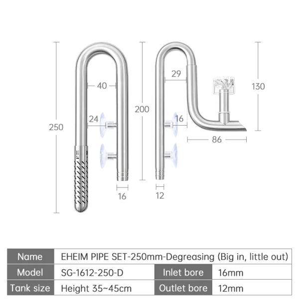Week Aqua Fish Tank 304 Stainless Steel Filter Tube With Surface Skimmer For Inflow And Outflow Of Lily Tubes Aquarium - Image 11
