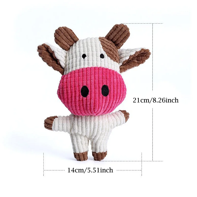 Plush Dog Toy for Small Medium Pets Funny Interactive Squeaky Toys Cow/Pig Shape Stuffed Dog Chew Toy Supplies - Image 5