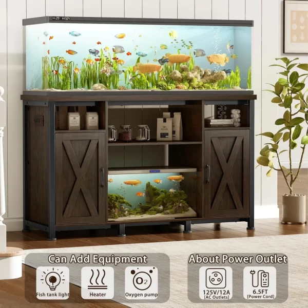 55-90 Gallon Fish Tank Stand with Power Outlets, Aquarium Stand with Cabinet, Heavy Duty Reptile Tank Turtle Terrariums Table fo - Image 4