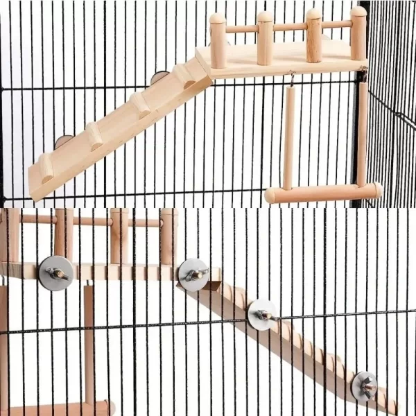 Bird Perches Platform Swing Climbing Ladder Parrot Cage Accessories Wooden Playing Gyms Exercise Stands Parrot Cage Toys Sets - Image 5