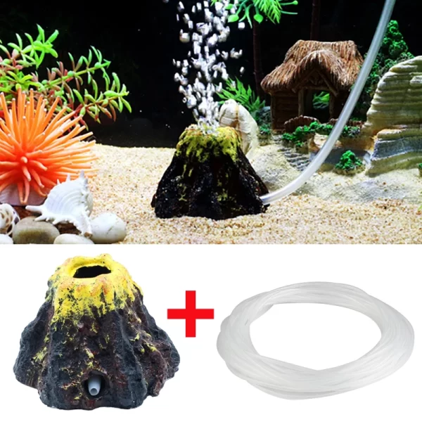 Fish Tanks Landscaping Simulation Volcano Aquarium Accessories Rockery Ornaments Aeration Pump Bubble Stone Oxygenation Tube - Image 12