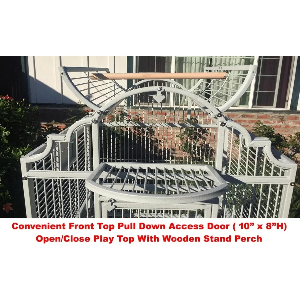 Large Stylish Play Dome Top Durable Wrought Iron Bird Parrot Parttot Finch Macaw Cockatoo Cage Including Stand - Image 3