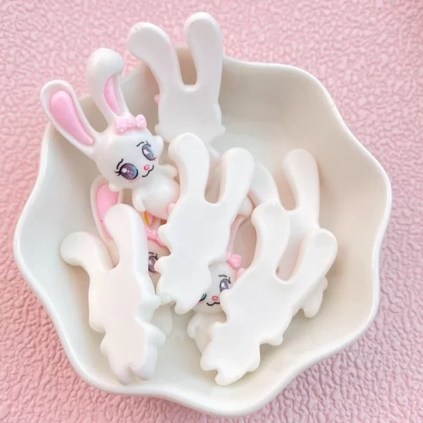 10Pcs New Cute Cartoon White Rabbit Series Flat Back Ornament Jewelry Bows Accessories Free Shipping - Image 4