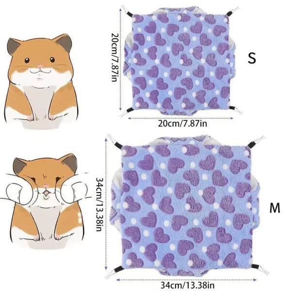 Hamster Hammock Small Pet Hanging Bed Double Warm Thickened Honeybug Flying Squirrel Guinea Pig Hammock Pet Cage Accessories - Image 6