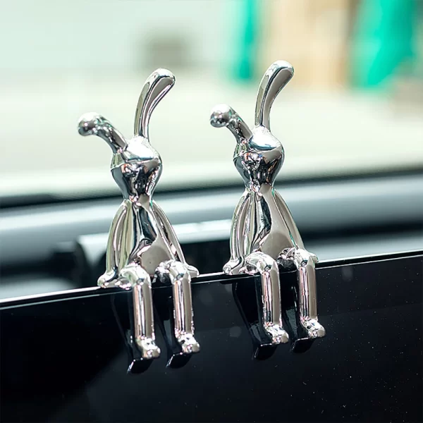 Long-Eared Rabbit Double Statue Cartoon Decoration Accessories Living Room Bedroom Car Decoration Desktop Decorative Ornamet 2PC - Image 2
