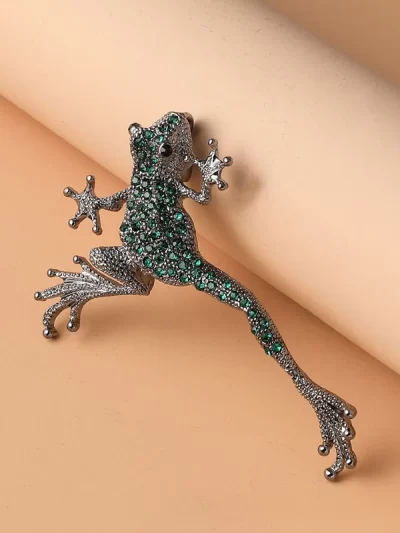 Retro Personality Trend Men's and Women's Frog Pin Accessories Rock Gothic Corsage Rhinestones Gecko Lizard Brooch