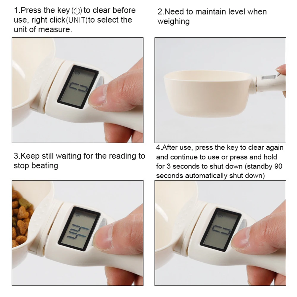 Pet Food Measuring Scoop Electronic Dog Cat Food Measuring Cup Digital Spoon Scale Kitchen Food Scale with LED Display - Image 12