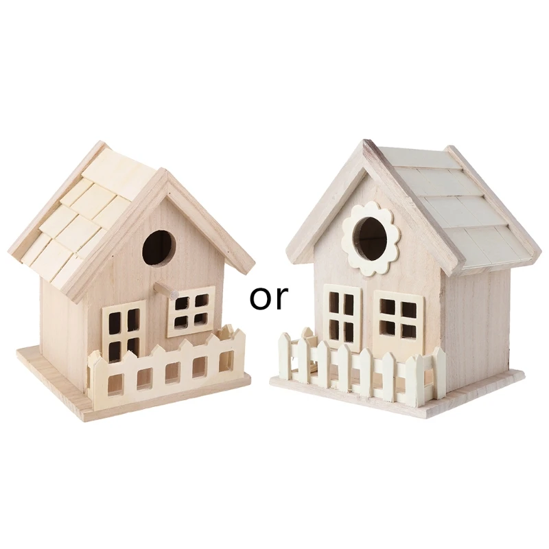 Creative Wooden Bird House Breeding Cage Box Feeding Nest Garden Backyard Balcony Pendant Simulation Fence Birdhouse Home Decora - Image 9