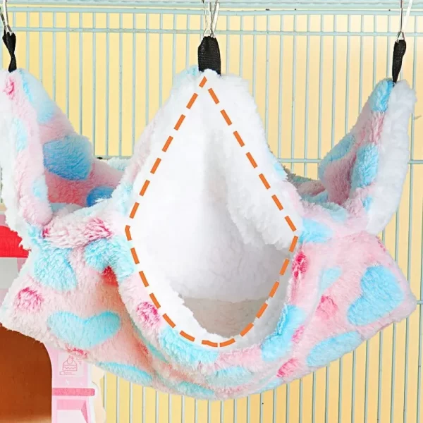 Hamster Hammock Small Pet Hanging Bed Double Warm Thickened Honeybug Flying Squirrel Guinea Pig Hammock Pet Cage Accessories - Image 4