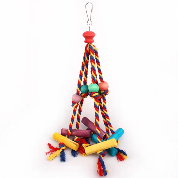 Random Colors Bird Accessories Wood Chewing Toy Birds  Rope Parrot Toys Cage Resistant Small Large Bird Toy Parrots Training - Image 3