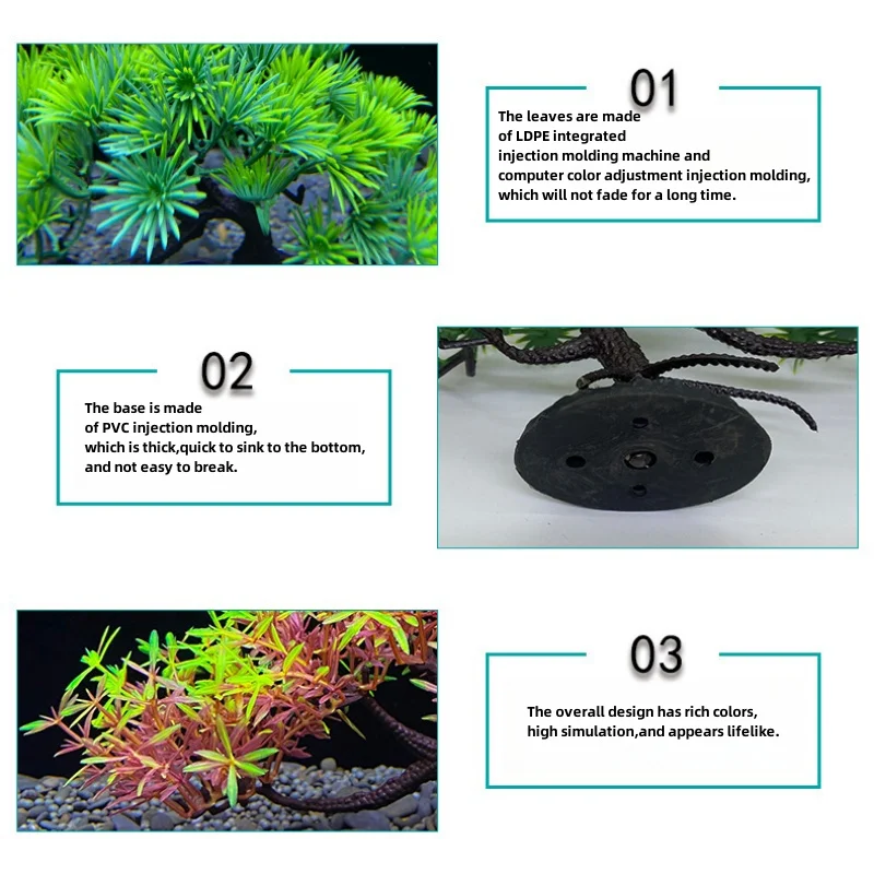 Aquarium bonsai tree, plant, fish tank decoration, artificial plant, flower decoration, beta goldfish decoration, freshwater - Image 4