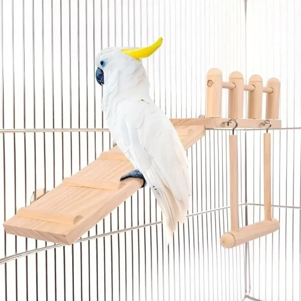 Bird Perches Platform Swing Climbing Ladder Parrot Cage Accessories Wooden Playing Gyms Exercise Stands Parrot Cage Toys Sets - Image 4