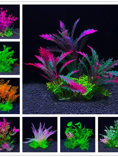 14 Kinds Artificial Aquarium Decor Plants Water Weeds Ornament Aquatic Plant Fish Tank Grass Decoration Accessories 14.5cm