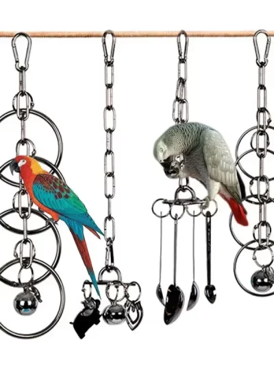 Parrot 304 Stainless Steel Toy Gnawing Climbing Large Medium-sized Diamond Gray Machine Puzzle Bird Cage Display Rack Hanging
