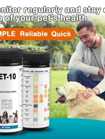Pet Urine Testing Strips, 100 Urinalysis Parameter Tests for Dogs,Cats,Vets, Accurate Testing for Veterinarians, Detects UTI pH