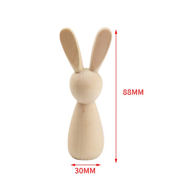 1pc Natural Wood Easter Day DIY Rabbit Animal DIY Handmade Craft Painting Materials Ornaments  Graffiti Accessories 8.8cm x 3cm - Image 6