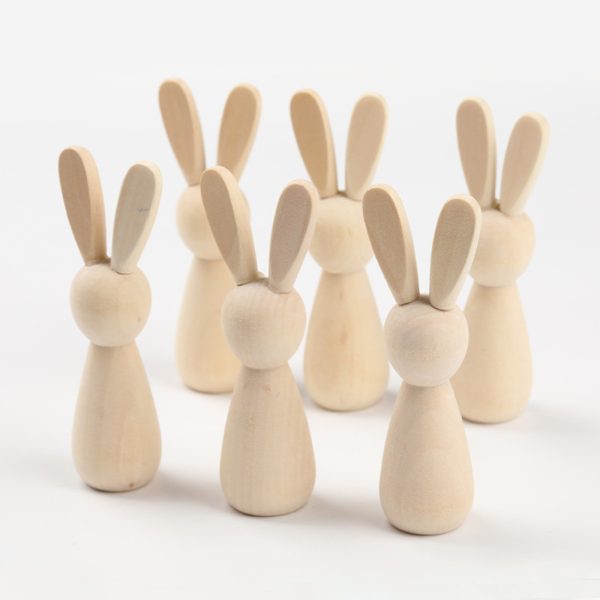 1pc Natural Wood Easter Day DIY Rabbit Animal DIY Handmade Craft Painting Materials Ornaments  Graffiti Accessories 8.8cm x 3cm - Image 8