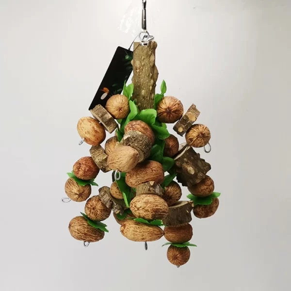 Bird Chewing Toy Parrot Cage Bite Toys Wooden Blocks Nuts Strings Toy for Small and Medium Birds Parrots Bird Supplies