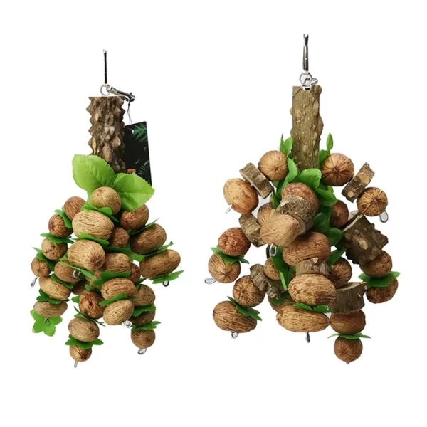 Bird Chewing Toy Parrot Cage Bite Toys Wooden Blocks Nuts Strings Toy for Small and Medium Birds Parrots Bird Supplies - Image 2