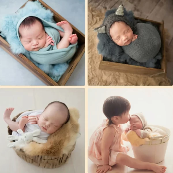 Rabbit Fur For Babies Baby Girl Birth Newborn Photography Props Blankets Accessories New Born Photo Shoot Background Blanket - Image 2