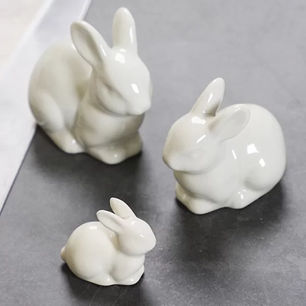 Miniature Ceramic Rabbit Landscape DIY Crafts Accessories for Flat Dormitory Decoration - Image 2