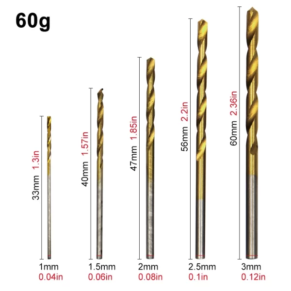 50pc Titanium Plated Twist Drill Set 1-3mm Small Drill Bit Electric Drill Drill Tool DIY Woodwork Drill and Open Drill Bit - Image 4