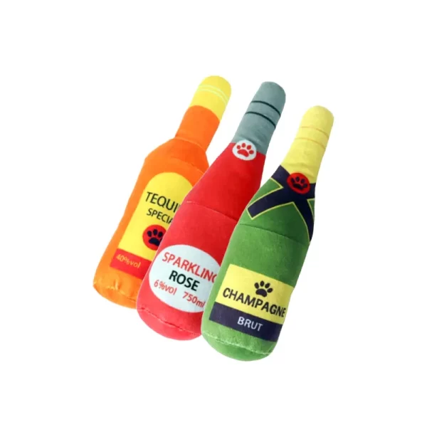 Funny Plush Dog Toys Beer Bottle Shaped Small Large Dogs Squeak Sound Clean Teeth Chew Toy Pets Interactive Playing Supplies - Image 2