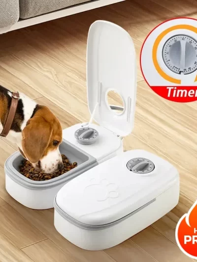 Pet Automatic Timing Feeder 700ML Large Capacity Dry Wet Food Container Electric Dog Double Dish Bowl For Cats Dogs Feeders Bowl