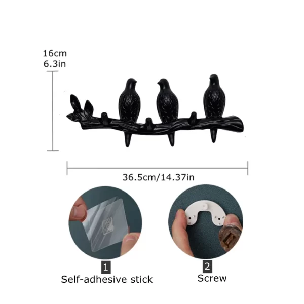 Birds On Tree Branch Decor Wall Mounted Coat Rack with Hooks for Coats Hats Keys Towels Bracket Art Hanger Backdoor Decorative - Image 12
