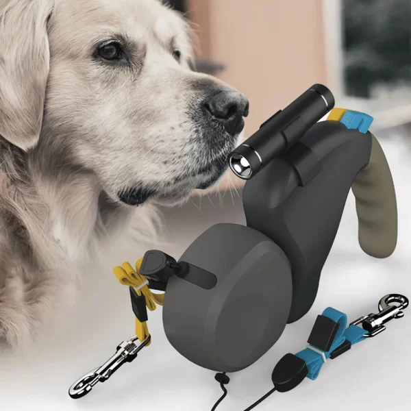 Dual Dog Rope Leash Pet Traction Rope Belt Retractable for 2 Dogs Walking Double with Light Rotation Pet Rope Pet Supplies - Image 4