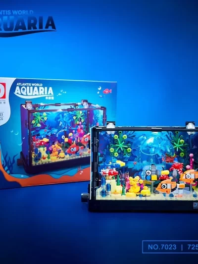 Ideas Series Aquarium Marine Animals Building Blocks Creative Expert Fish Tank Model Bricks Toys For Children Gift MOC With LED