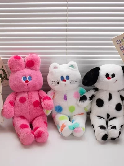 35/60CM Funny Wave Point Cat Plush Toys Soft Long Dog Rabbit Pillow Kawaii Animal Accompany Toys For Birthday Xmas Gifts