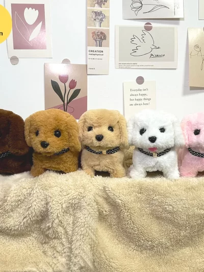 Electric puppy stuffed animal interactive walking and barking pet wagging dog Easter Christmas Halloween gift for men and women