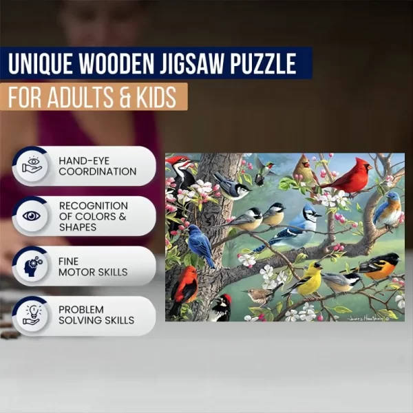 Bird Flock Wooden Jigsaw Puzzle Art, Unique Animal Shaped Pieces, DIY Leisure Game Fun Toy Gift Suitable Family Friends - Image 4
