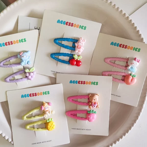2pc Cute Cat Rabbit Cartoon Animal BB Hairpin Hair Clips for Girls Kids Childs Sweet Gift Hair Accessories Party Holiday Ornamen - Image 3