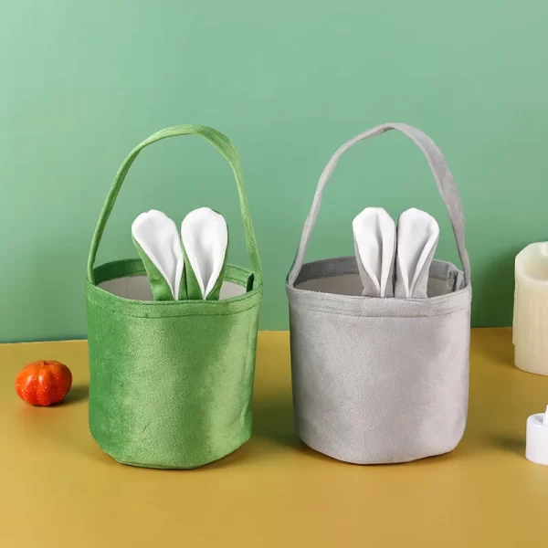 Rabbit Ear Bag With Handle Easter Decoration Bunny Gift Buckets Velvet Bags Wedding Candy Bag Kids Birthday Party Supplies - Image 4