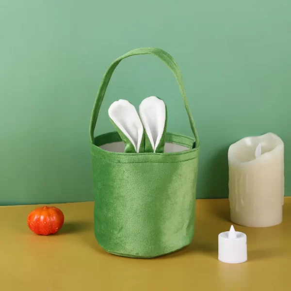 Rabbit Ear Bag With Handle Easter Decoration Bunny Gift Buckets Velvet Bags Wedding Candy Bag Kids Birthday Party Supplies - Image 6